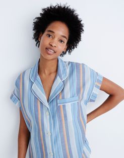 Bedtime Pajama Top in Solano Stripe: Colorblock Piping Edition