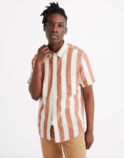 Linen Short-Sleeve Perfect Shirt in Watkins Stripe