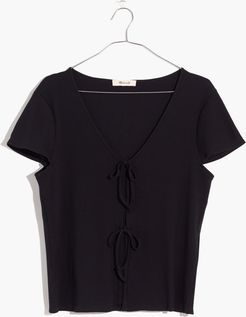 Ribbed Bow-Front Tee