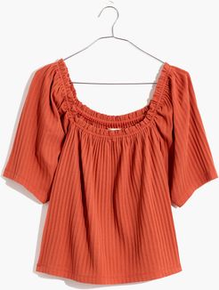 Knit Pointelle Peasant Top