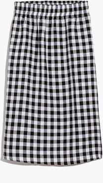 Smocked-Waist Midi Skirt in Gingham Check