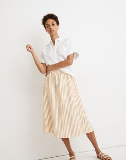 Smocked-Waist Midi Skirt in Stripe