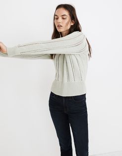 Pointelle Puff-Sleeve Sweater