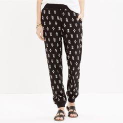 Pull-On Track Pants in Black Ikat
