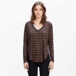 Anthem Long-Sleeve V-Neck Tee in Stripe