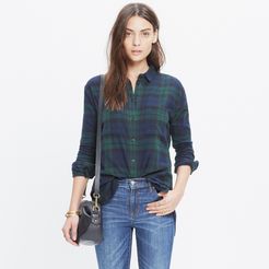 Flannel Oversized Boyshirt in Dark Plaid