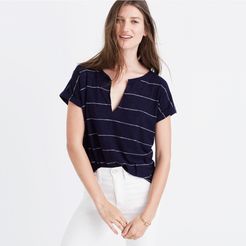 Turntable Split-Neck Tee in Calgary Stripe