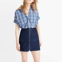 Denim Zip Mini Skirt