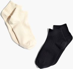 Two-Pack Ribbed Heather Anklet Socks