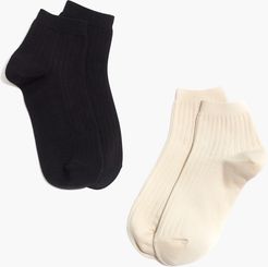 Two-Pack Ribbed Heather Ankle Socks