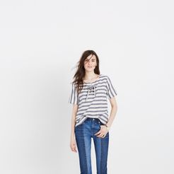 Striped Lace-Up Top
