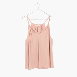 Shirred Split-Neck Tank Top