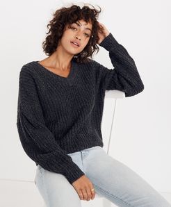 Pleat-Sleeve Pullover Sweater