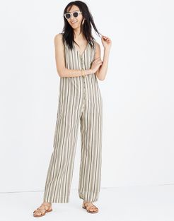 Striped Button-Down Jumpsuit