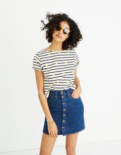 Stretch Denim Straight Mini Skirt in Arroyo Wash: Button-Front Edition