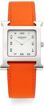 Heure H 26MM Stainless Steel & Leather Strap Watch - Orange