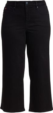 High-Rise Wide-Leg Jeans - Solid Black - Size 18