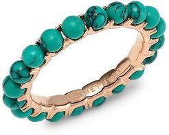 Maria 18K Rose Gold & Turquoise Beaded Ring - Turquoise - Size 7