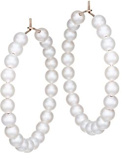 Maria 18K Rose Gold & 6MM White Pearl Beaded Hoop Earrings - Pearl