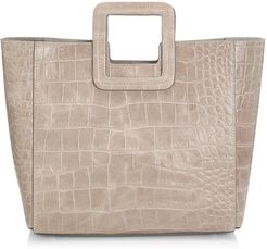 Shirley Leather Croc-Embossed Bag - French Grey