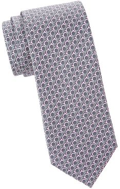 Large Gancini Silk Tie - Pink