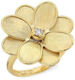 Petali 18K Yellow Gold & Diamond Flower Ring - Gold - Size 7