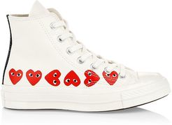 Multi Heart High-Top Canvas Sneakers - White - Size 12