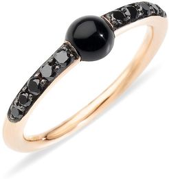 M'ama non M'ama 18K Rose Gold Onyx & Black Diamond Ring - Rose Gold - Size 6.25