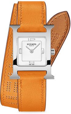 Heure H 21MM Stainless Steel & Leather Double-Wrap Strap Watch
