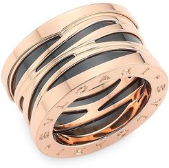 B.zero1 Design Legend 18K Rose Gold & Black Ceramic 4-Band Ring - Rose Gold - Size 7