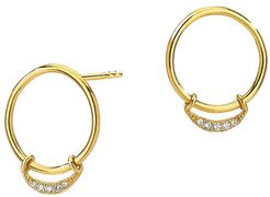 14K Yellow Gold Crescent Hoop Earrings - Gold