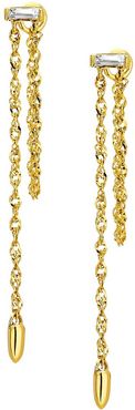 14K Gold & Diamond Chain Drop Earrings - Gold