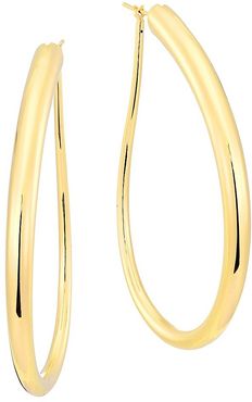 Millennia 18K Gold Oblong Hoop Earrings - Gold