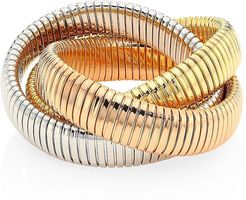 Via Bagutta 18K Tri-Gold 3-Row Tubogas Flex Wrap Bracelet - Gold