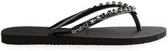 Slim Rock Mesh Crystal-Embellished Flip Flops - Black - Size 11