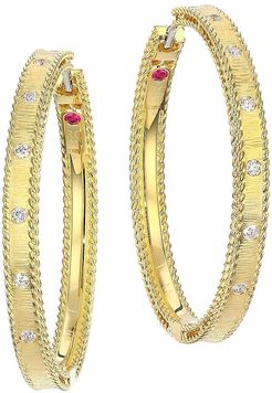 Princess Diamond & 18K Yellow Gold Hoop Earrings - Gold