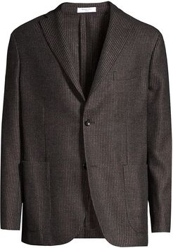 Regular-Fit Tonal Stripe Sportcoat - Brown - Size 44