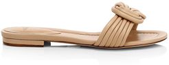 Vicky Knotted Flat Leather Sandals - Sand - Size 9