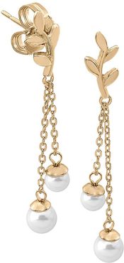 Gold-Plated Sterling Silver & Faux-Pearl Drop Earrings - Goldtone