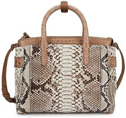 Small Cristie Python & Crocodile Satchel - Natural Taupe