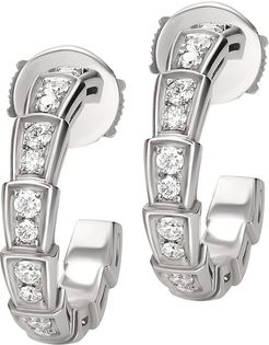 Serpenti Viper 18K White Gold & Pavé Diamond Hoop Earrings - White Gold