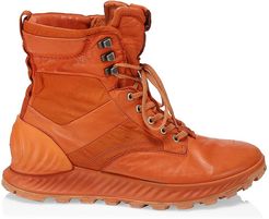 Garment Dye Lace-Up Leather Ankle Boots - Orange - Size 11