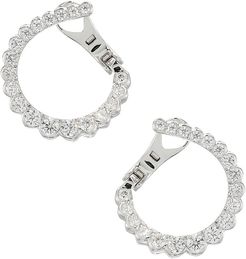 Aerial Regal 18K White Gold & Diamond Front-Facing Small Hoop Earrings - Platinum