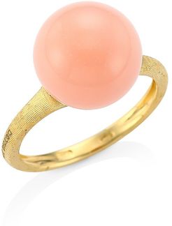 Africa 18K Yellow Gold & Pink Opal Cocktail Ring - Gold - Size 7