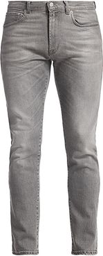 Mid-Rise Slim Straight Leg Jeans - Grey - Size 28
