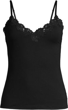 Rose Parfait Lace-Trim Camisole - Black - Size Large