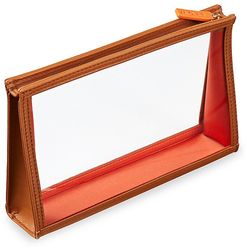See-View Leather-Trim Clear Pouch - Sahara Tan Orange