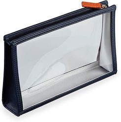 See-View Leather-Trim Clear Pouch - Sapphire Blue