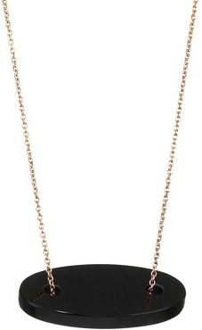 18K Rose Gold & Black Onyx Mini Ellipse Pendant Necklace - Black Onyx