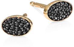 18K Rose Gold & Black Diamond Sequin Stud Earrings - Rose Gold